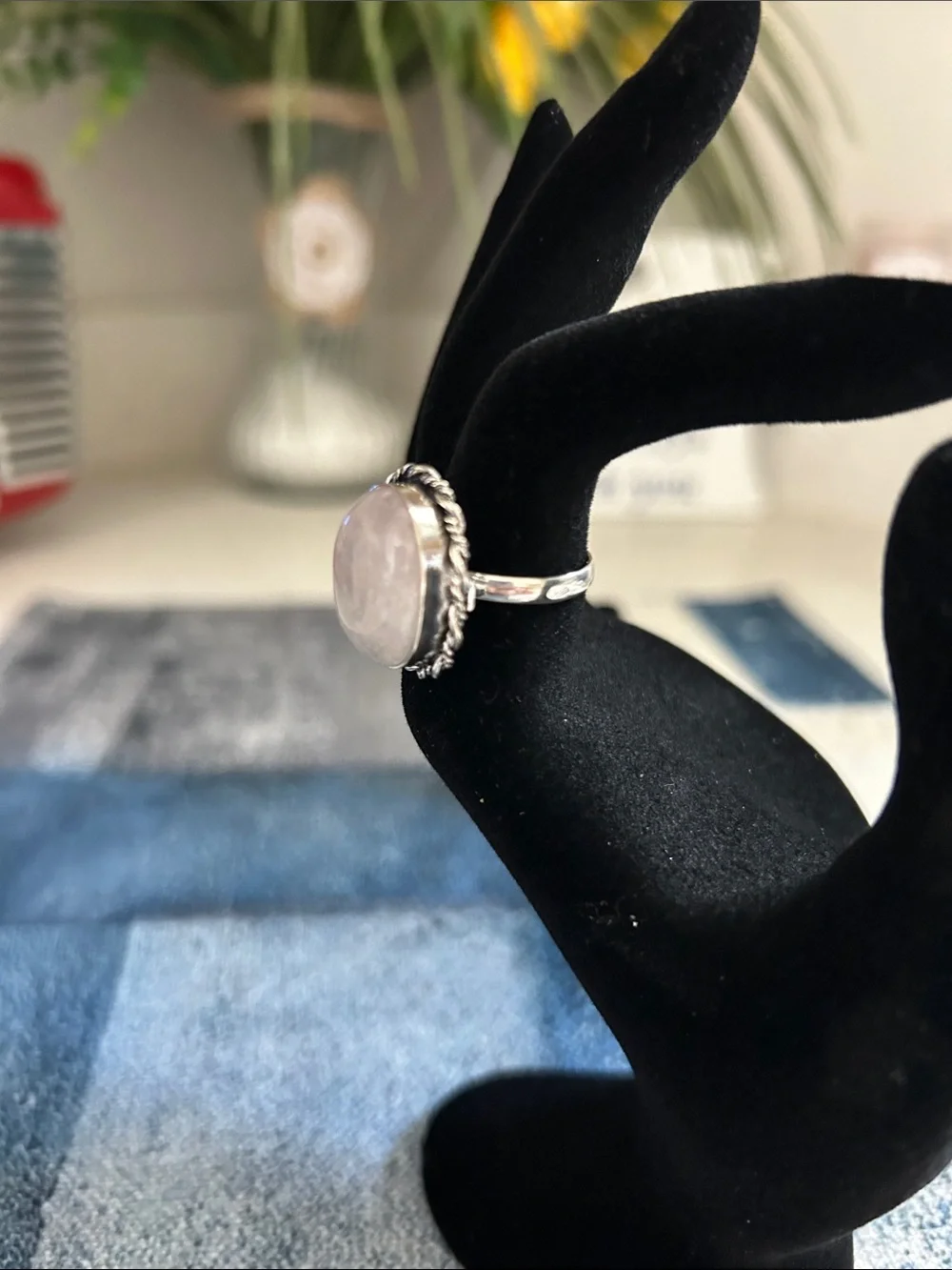 Sterling Silver Rose Quartz Gemstone Ring Size 7 & Bracelet Set